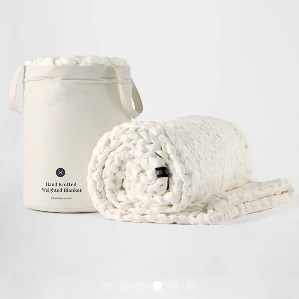 Silk & Snow LIKE NEW hand Knitted Weighted Blanket natural Cream 15 lbs